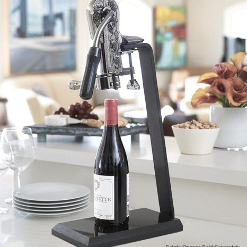Pewter Vintage Wine Opener w/ Black Granite Stand